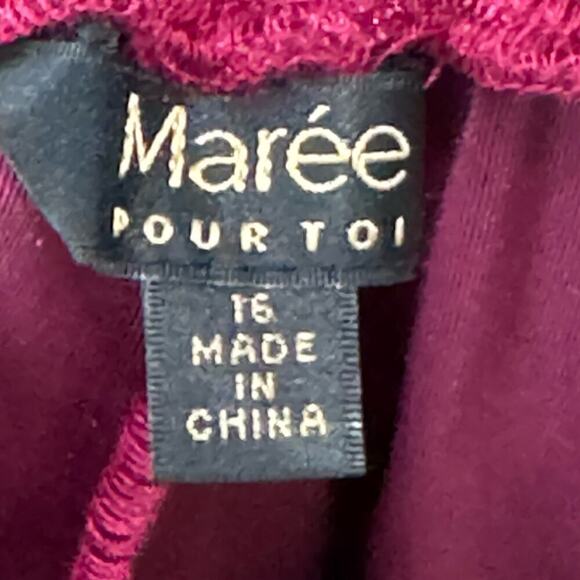 Maree Velvet Wide Leg Pant Belted Waist Burgundy Size 16 NWT - Picture 11 of 12